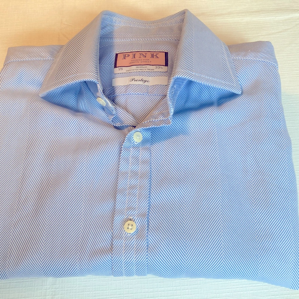 Thomas Pink Prestige Dress Shirt, Blue Herringbone